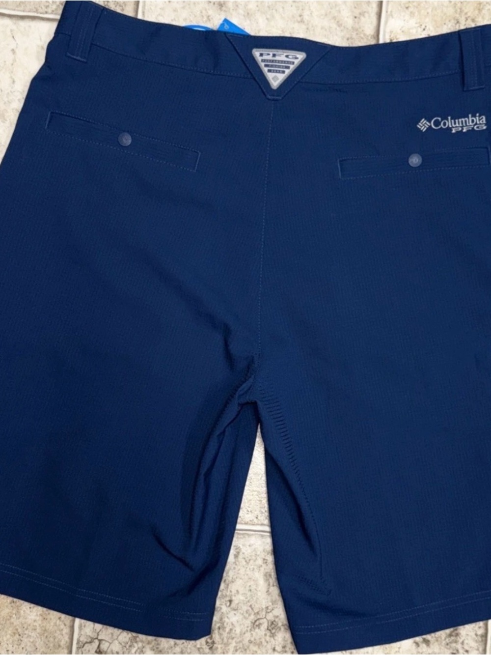 Columbia Men's Slate Blue Outdoor Shorts with Tan Logo Tag